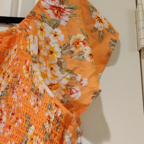 White Birch NWOT light tangerine floral dress size 2X - Picture 6 of 8